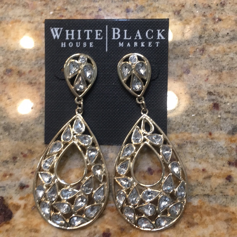 Gold and rhinestone statement earrings